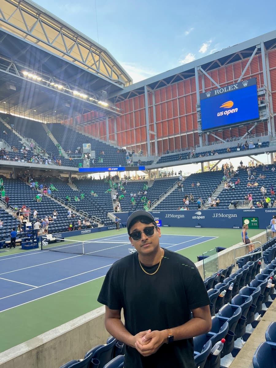 Kartik in the stands at Arthur Ashe Stadium